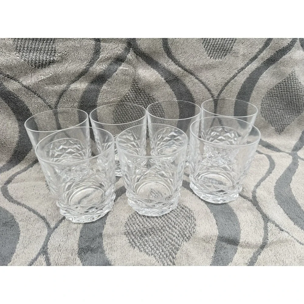 Lot of 7 Vintage Lead Crystal Diamond Cut Old Fashioned Rocks Glasses - Picture 7 of 14